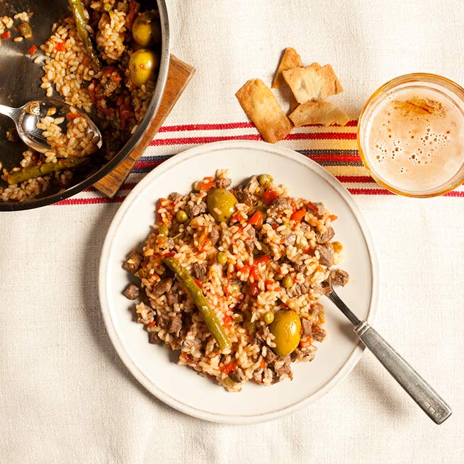 receta de arroz con ternera y verduras Petra Mora
